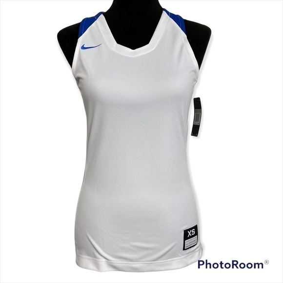 NIKE Hyper Elite woman’s white blue tank top 867774 NWT size xs - Picture 1 of 10